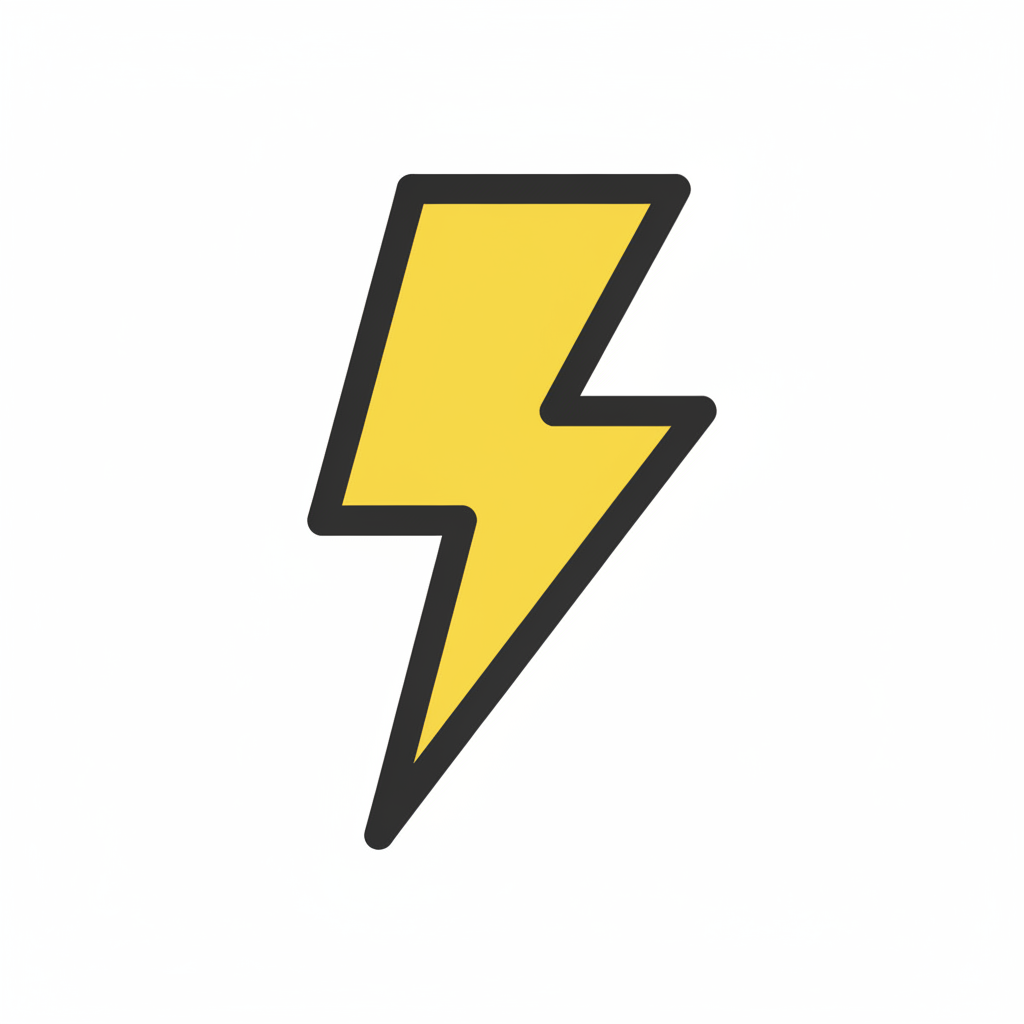 un rayo de color amarillo con el contorno negro