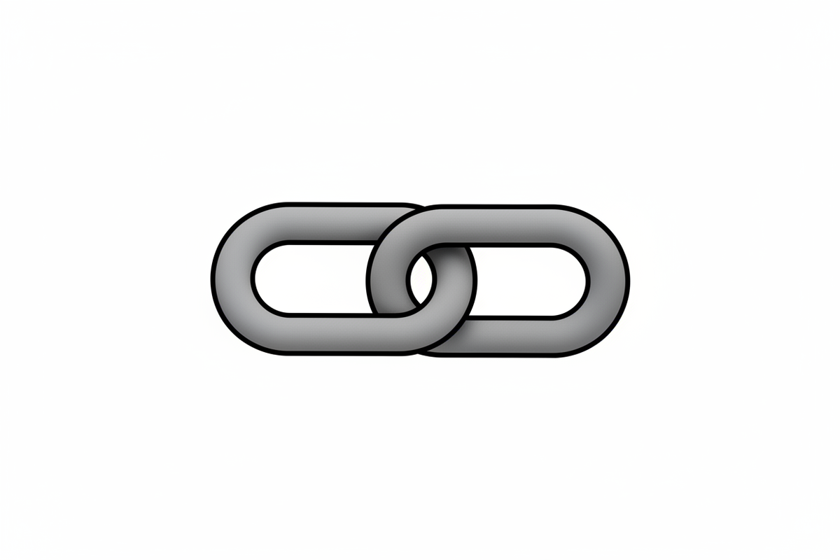 una cadena de color gris, solo dos enganches y contorno negro